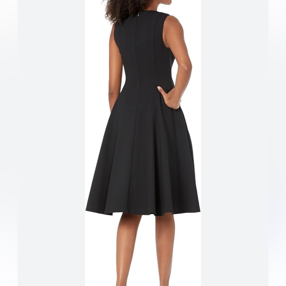 THEORY Black Wool Blend Sleeveless Dress Tank Volume Skirt Dr Tailor Stretch 2